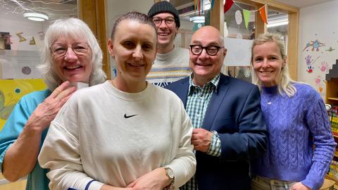 Schwester Astrid, Izabela Bandyk und unser Frühteam. 